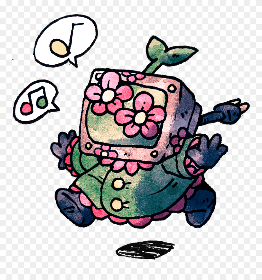 Prances Around Making Beeping Noises And Planting Flowers Clipart