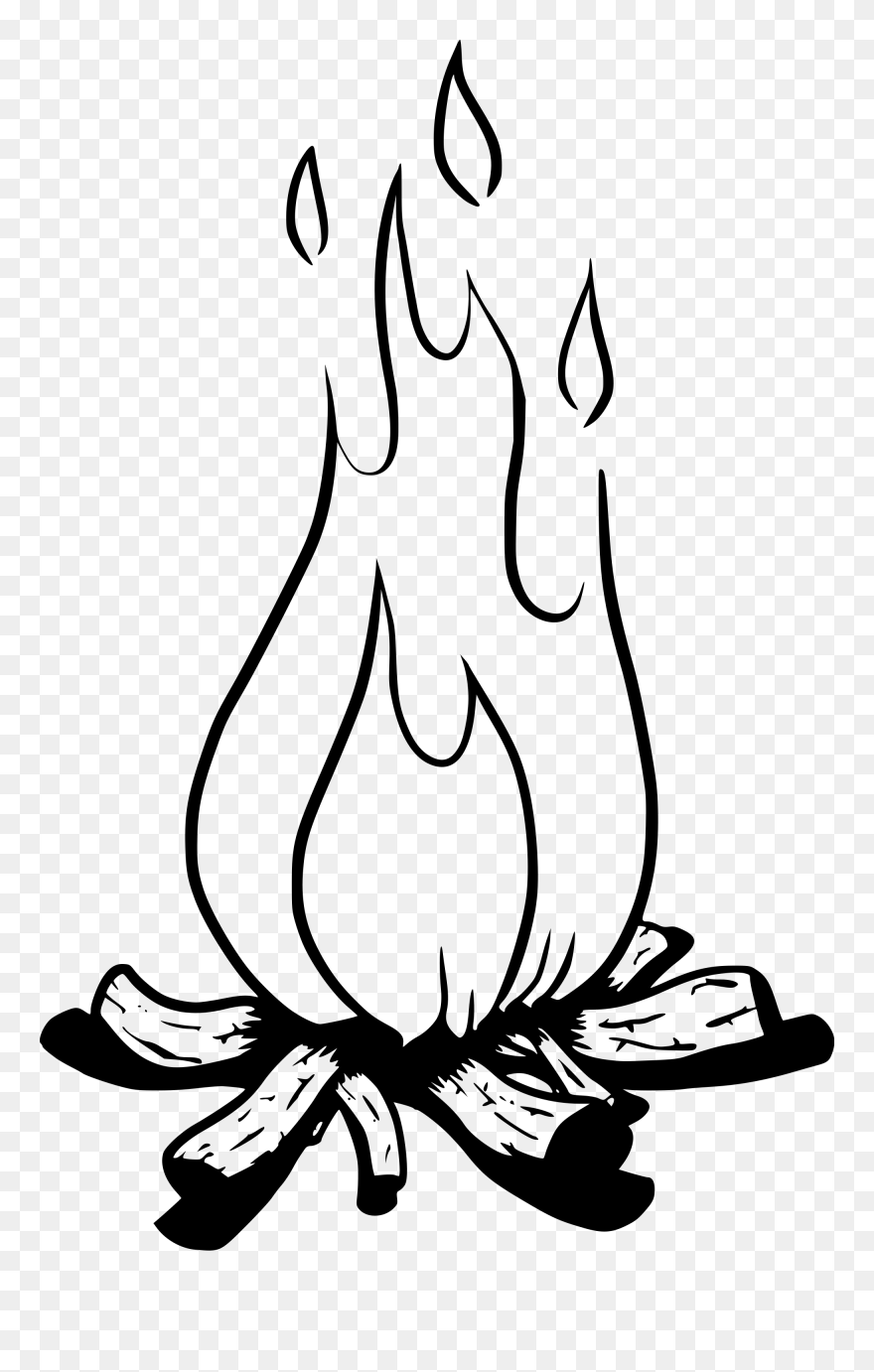 Black And White Drawing Of Camp Fire Clipart
