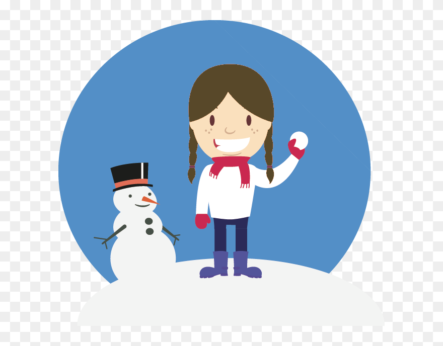 Ski Resort In Winter - Girl Making Snowman Cartoon Transparent Clipart
