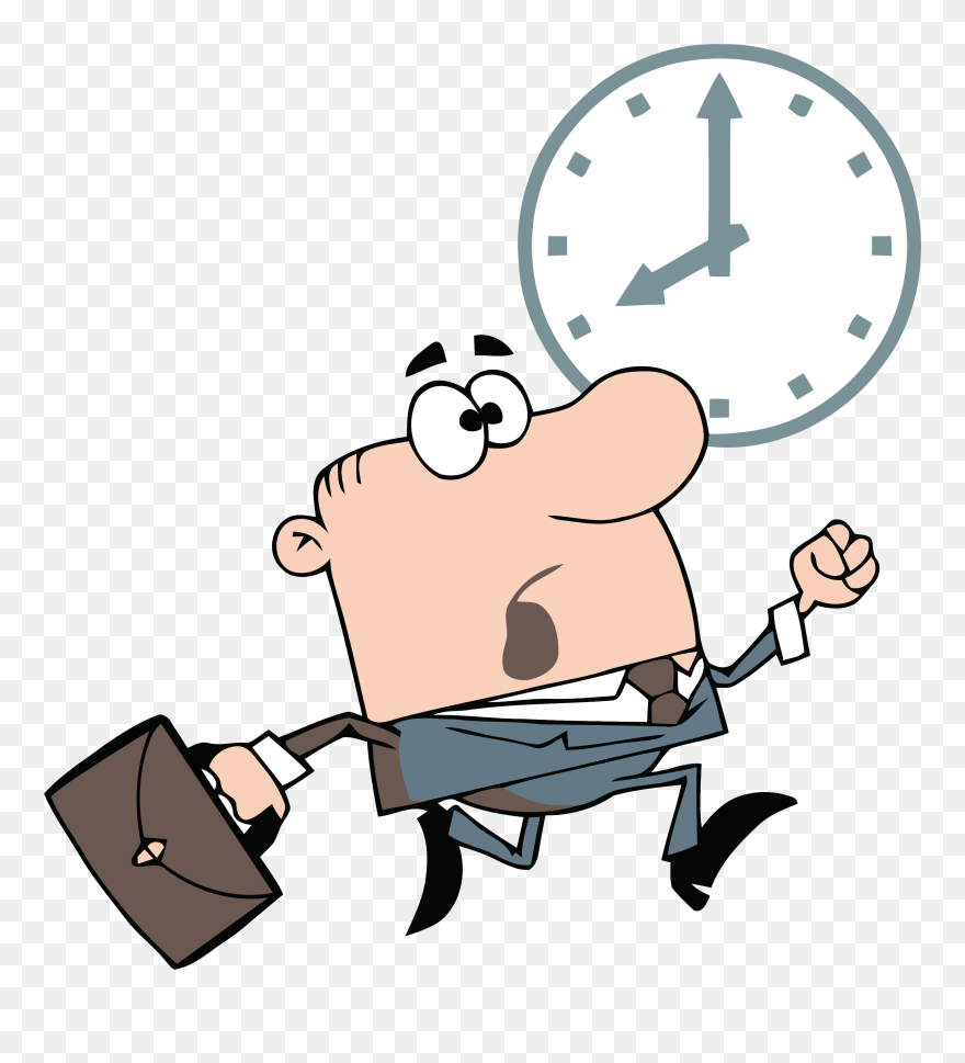 Clipart Image Business Man Racing The Clock To Get - Go To Work On Time - Png Download