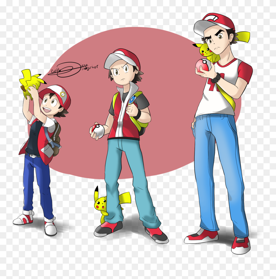 Transparent Big And Small Clipart - Pokemon Trainer Red And Blue - Png Download