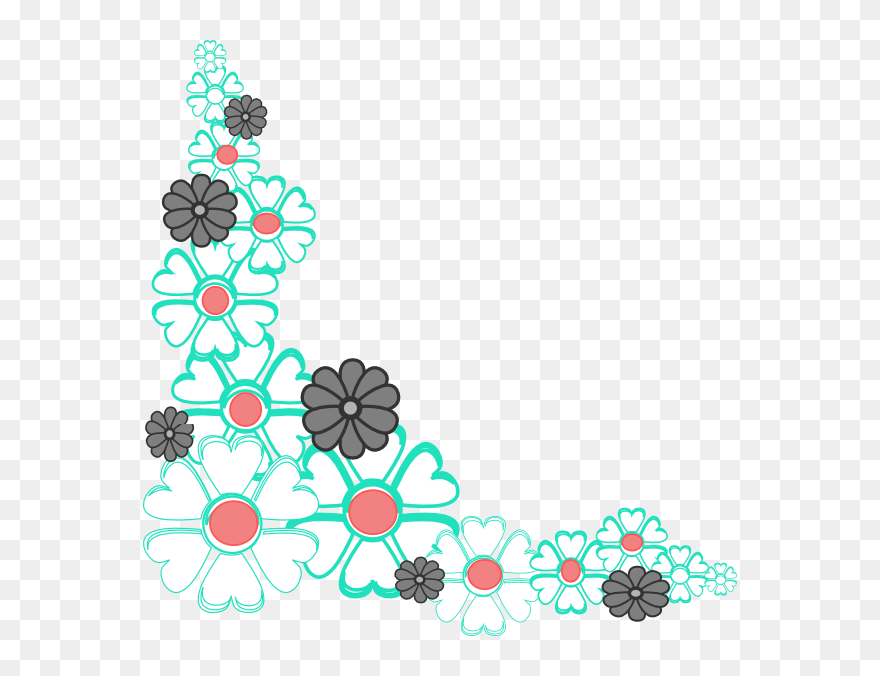 Floral Clipart Vector - Clip Art Flower Corner Border Design - Png Download