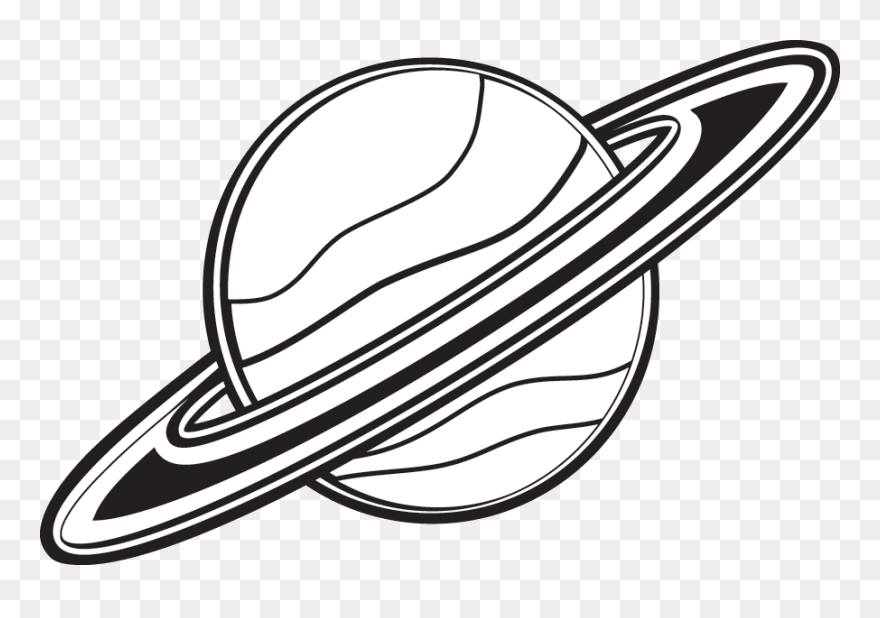 Planet Clipart Black And White - Saturn With Black And White - Png Download