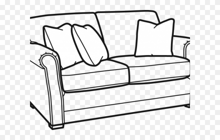 Download Drawn Couch Side View - Sofa Black And White Clipart