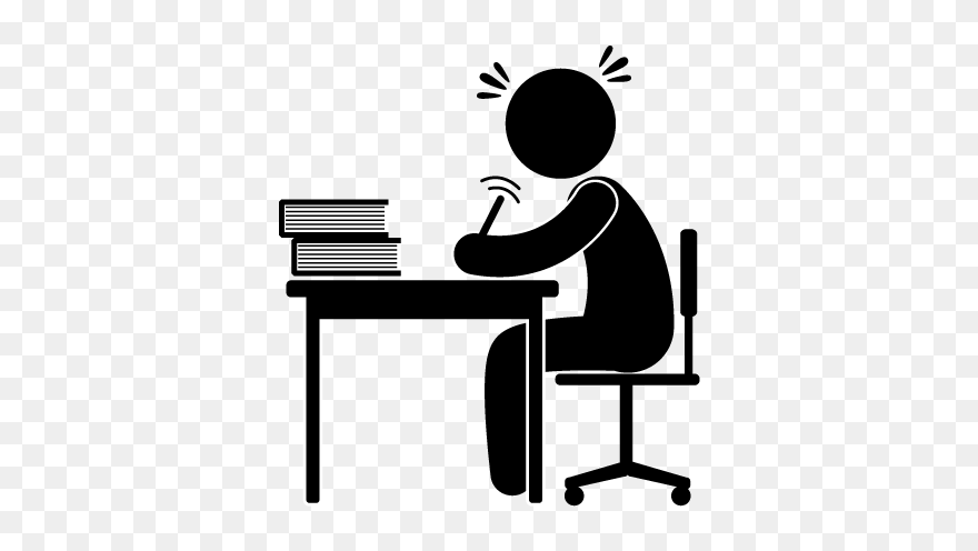 Silhouette Drawing Clip Art - Sitting At Desk Clipart - Png Download