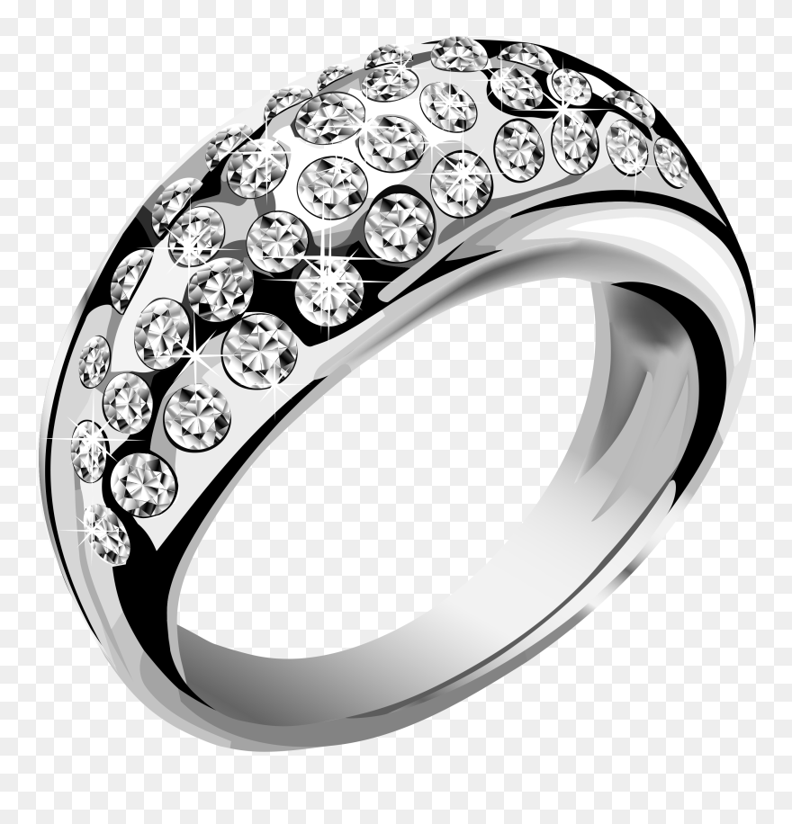 Silver Ring With White Diamonds Png Clipart Transparent Png