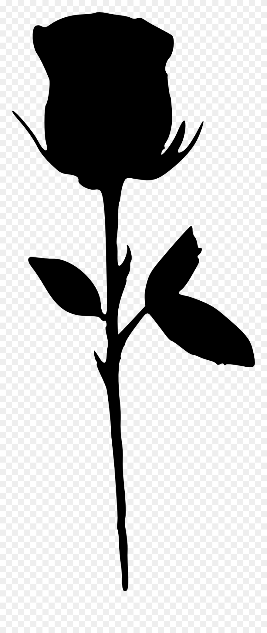 Silhouette Black And White Clip Art - Silhouette Of A Rose - Png Download