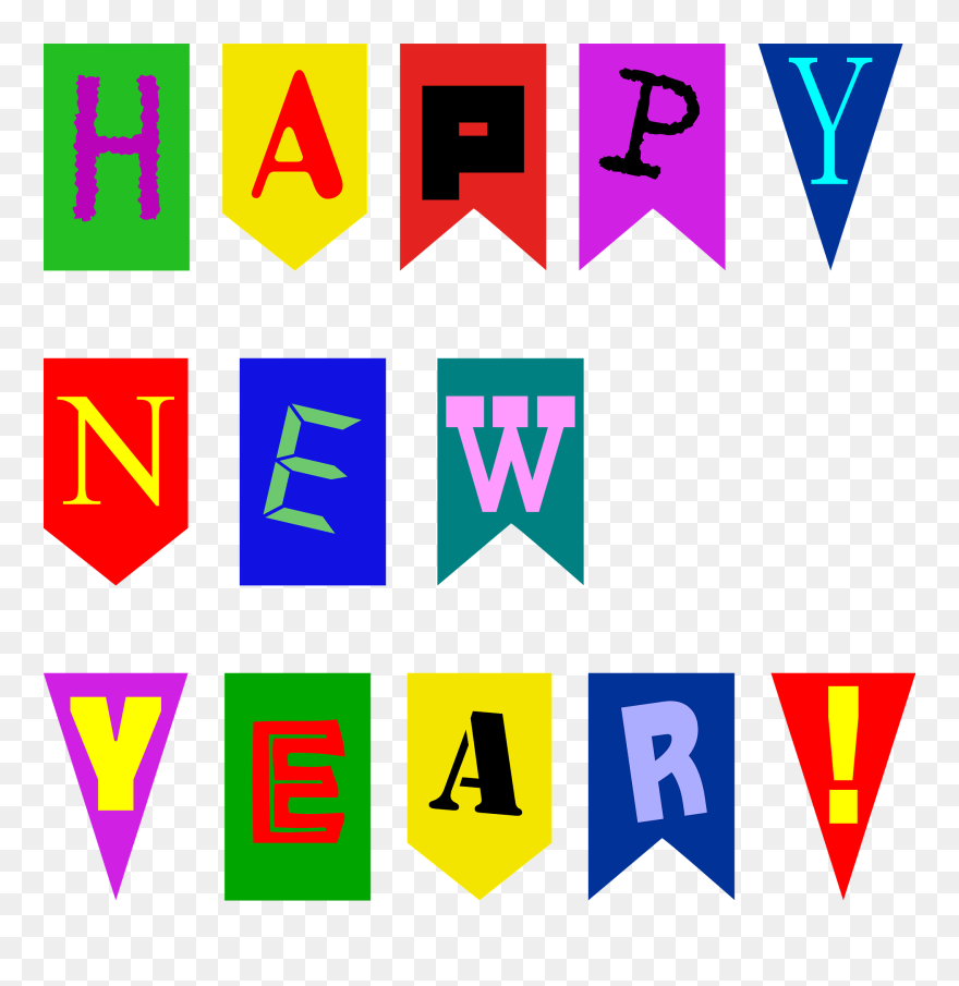 Transparent Happy New Year Clipart Free - Template Happy New Year Banner Printable - Png Download