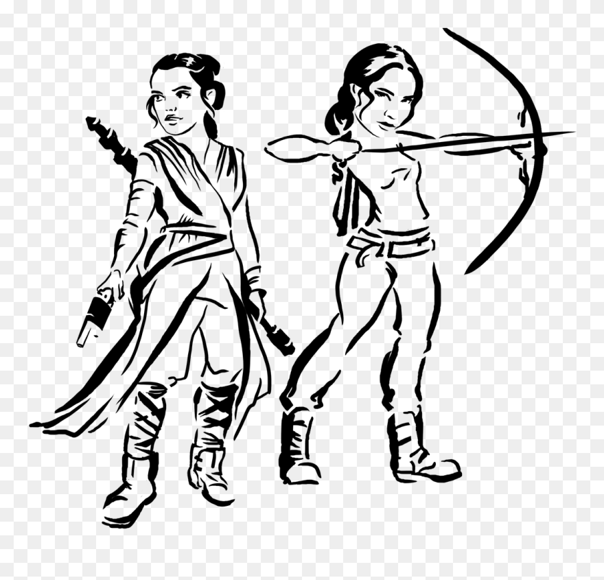 Transparent Rey Png Star Wars - Rey Star Wars Drawing Cartoon Clipart