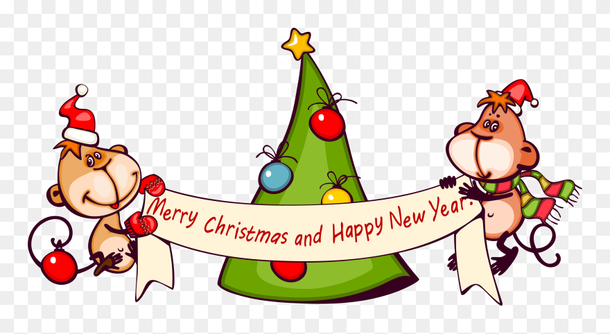 Free Clipart Merry Christmas Svg Transparent Library - Merry Christmas With Monkeys - Png Download
