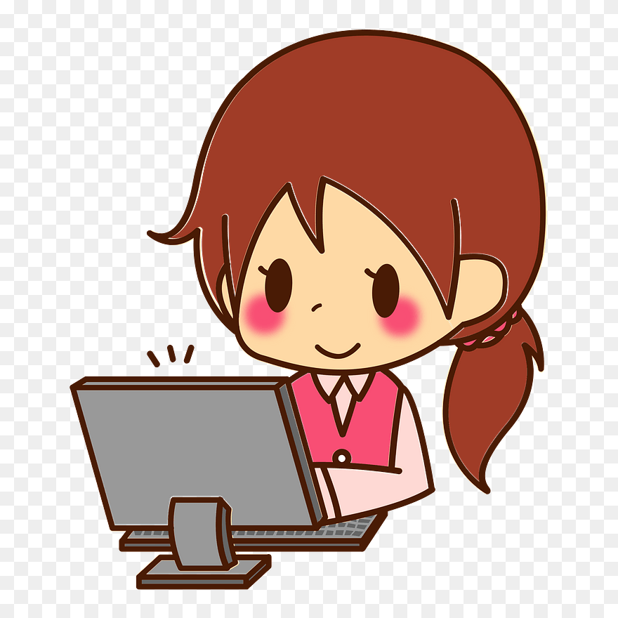 Office Lady Desk Work Clipart - パソコン オフィス イラスト フリー - Png Download