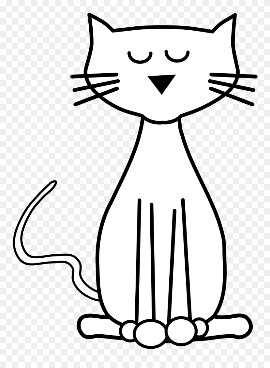Cat Black And White Cartoon Clipart