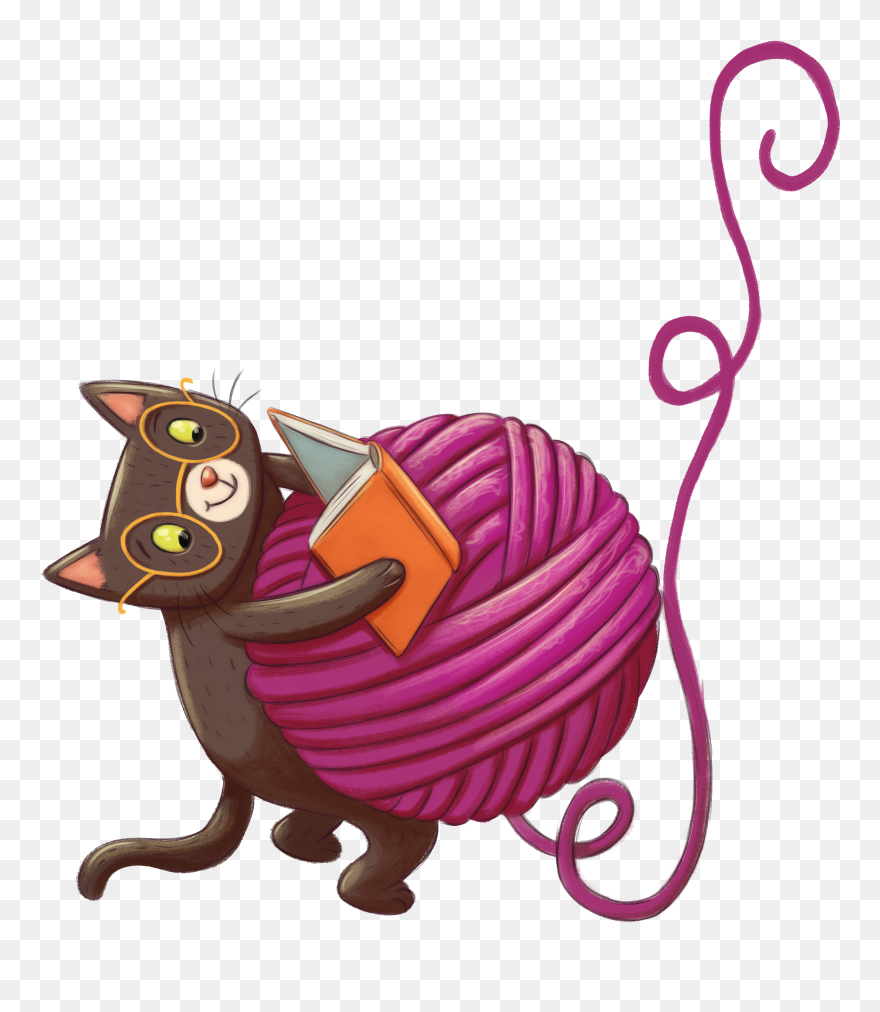 Vector Cats Gym - Crocheting With Cat Cartoon Clipart