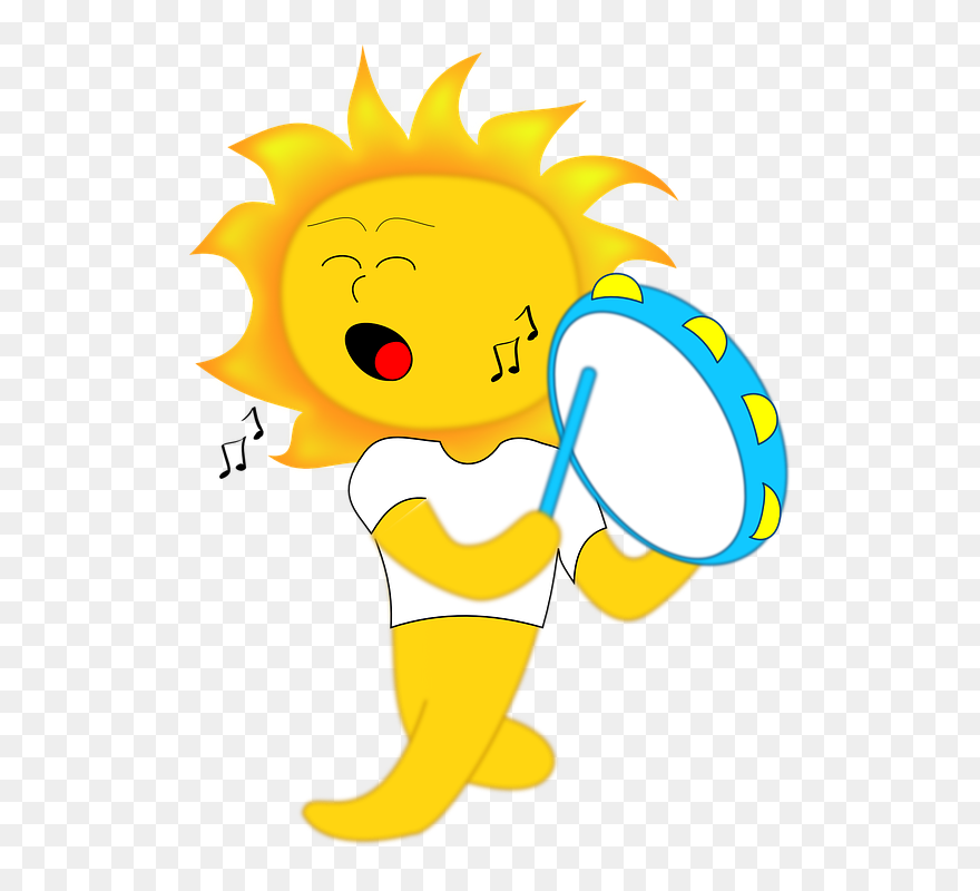 Music, Drum, Kids, Sun, Children, Playing, Sol, Walking - Clip Art Sun Pic For Kids - Png Download
