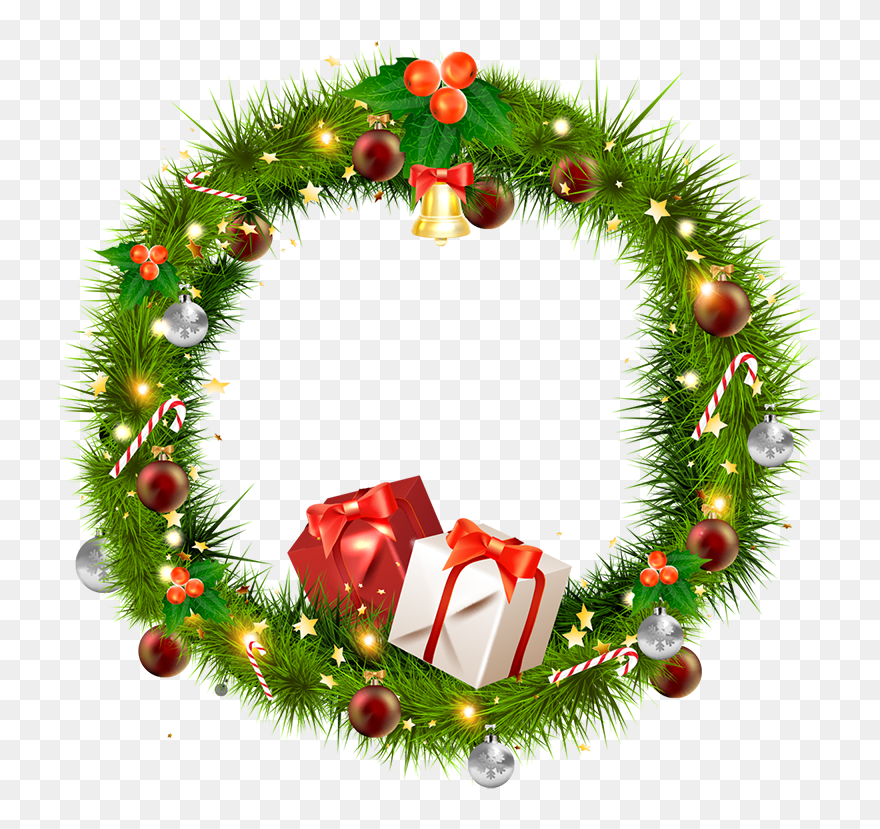 Clipart Navidad Png - Transparent Background Christmas Wreath Clipart