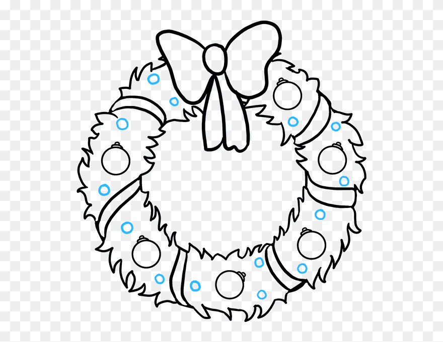 How To Draw Christmas Wreath - Cartoon Christmas Wreath Drawing Clipart