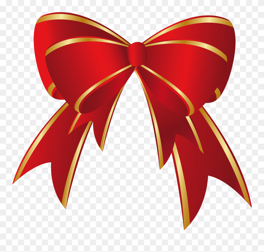 Gold Bow Christmas Gift Red Download Hd Png Clipart - Christmas Bow Clipart Transparent Png