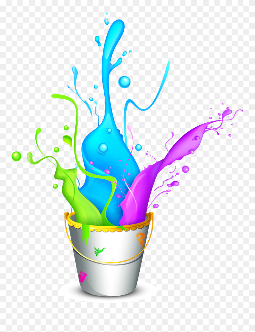 Paint Wallpaper Bucket Colorful Holi Free Frame Clipart - Happy Holi Images Hd - Png Download