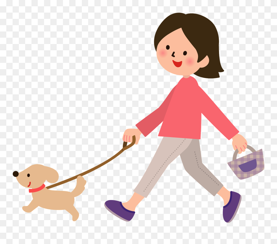 Woman Dog Walk Clipart - Clipart Dog Walking - Png Download