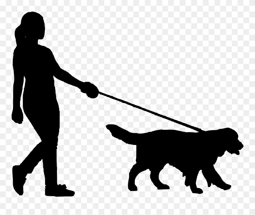 Dog Sitting Silhouette Clipart Clip Free Library Dog, - Walking Dog Silhouette Png Transparent Png