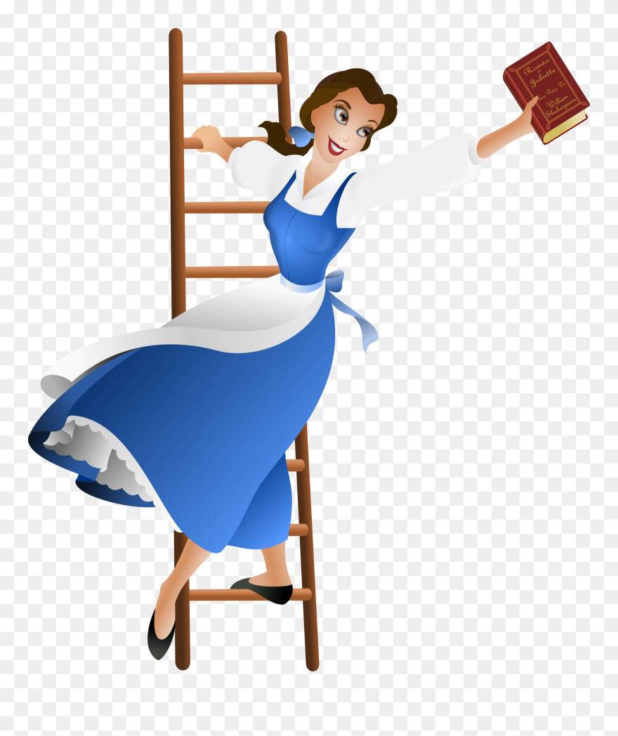 #ladder #book #library #belle #disney #princess #beauty - Belle Beauty And The Beast Png Clipart
