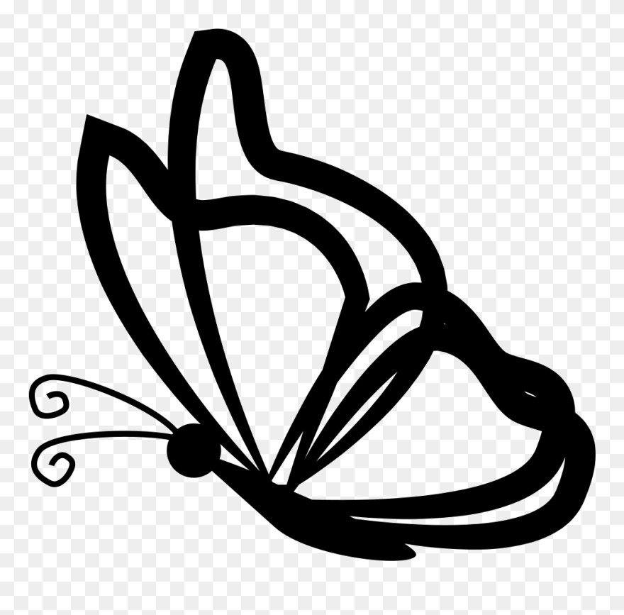 Wing Svg Hand Drawn - Outline Butterfly Clipart - Png Download