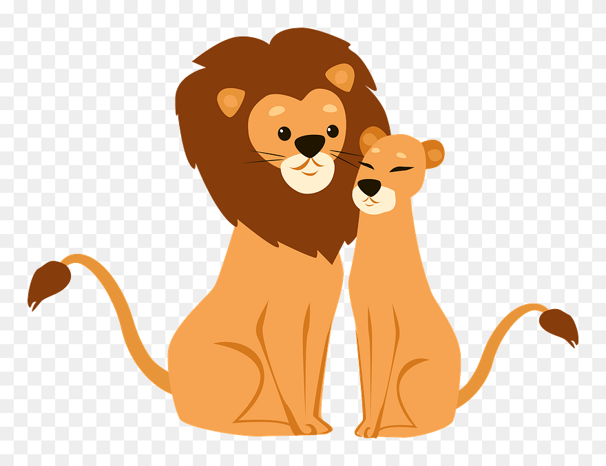 Lions In Love Clipart - Cartoon - Png Download