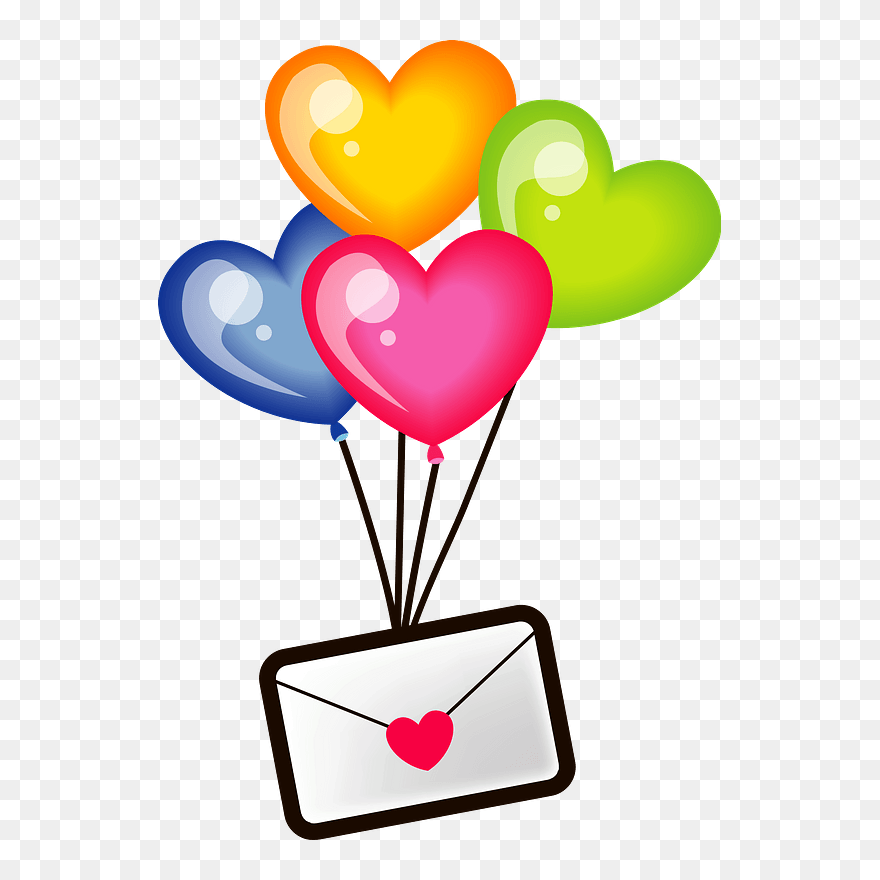 Love Letter Balloon Clipart - 風船 手紙 イラスト - Png Download
