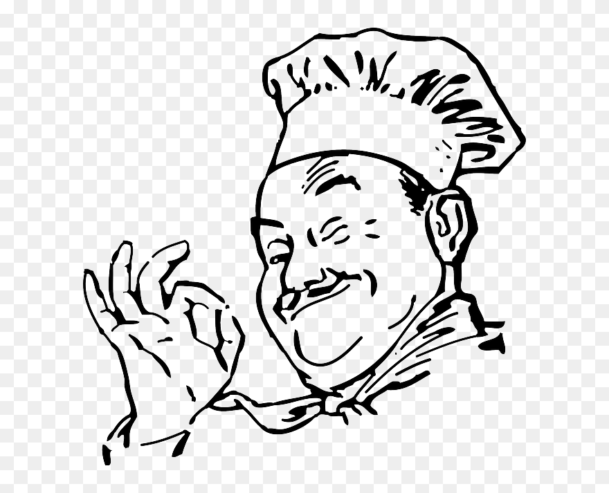Cartoon Chef Black And White Clipart