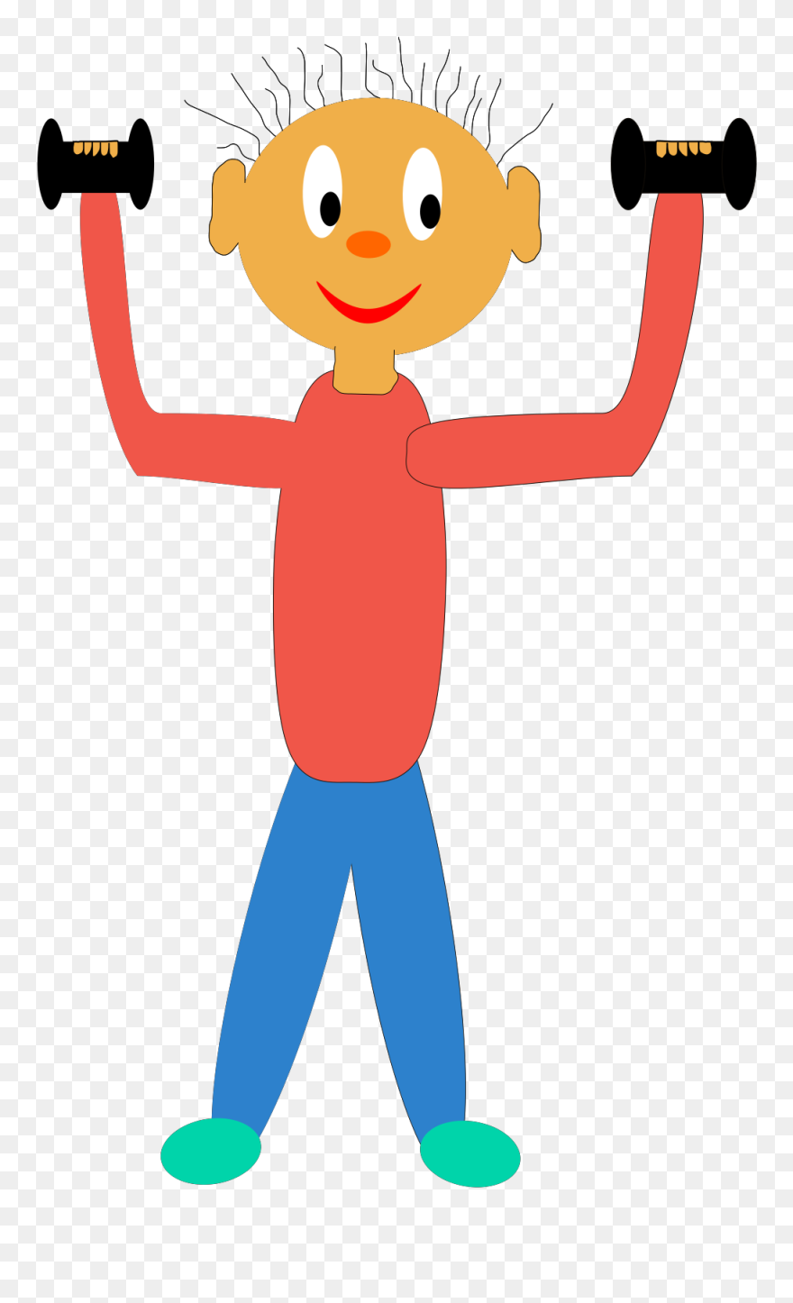 Weightlifting Cartoon Vector - Kids Exercising Clip Art - Png Download