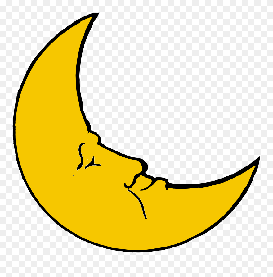 Smiling Crescent Moon Clipart - Moon Free Clipart - Png Download