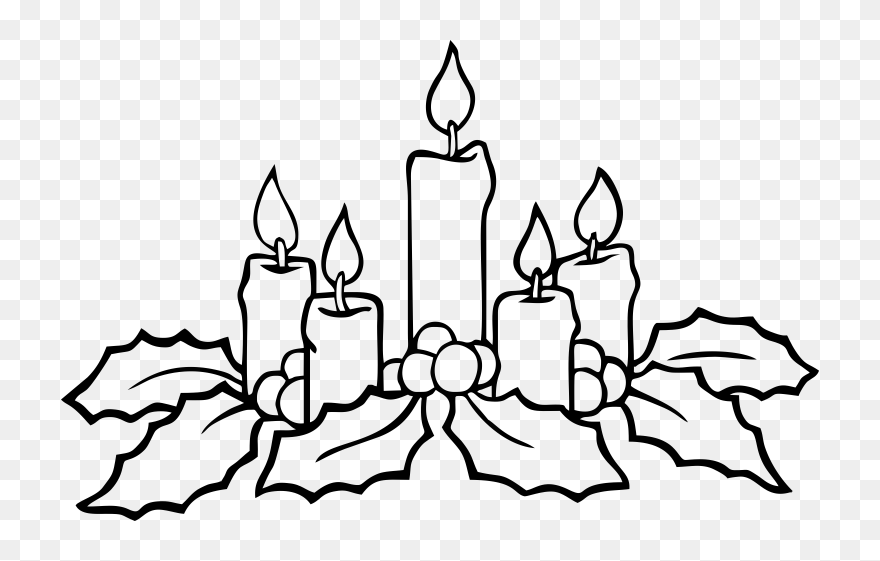 Transparent Advent Clip Art - Christmas Candles Clipart Black And White - Png Download