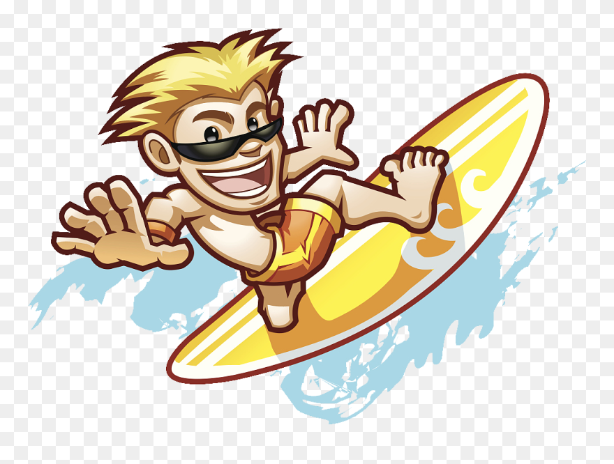 Surfing Clipart Surfer Hawaiian - Surfing Illustration Hawaii - Png Download