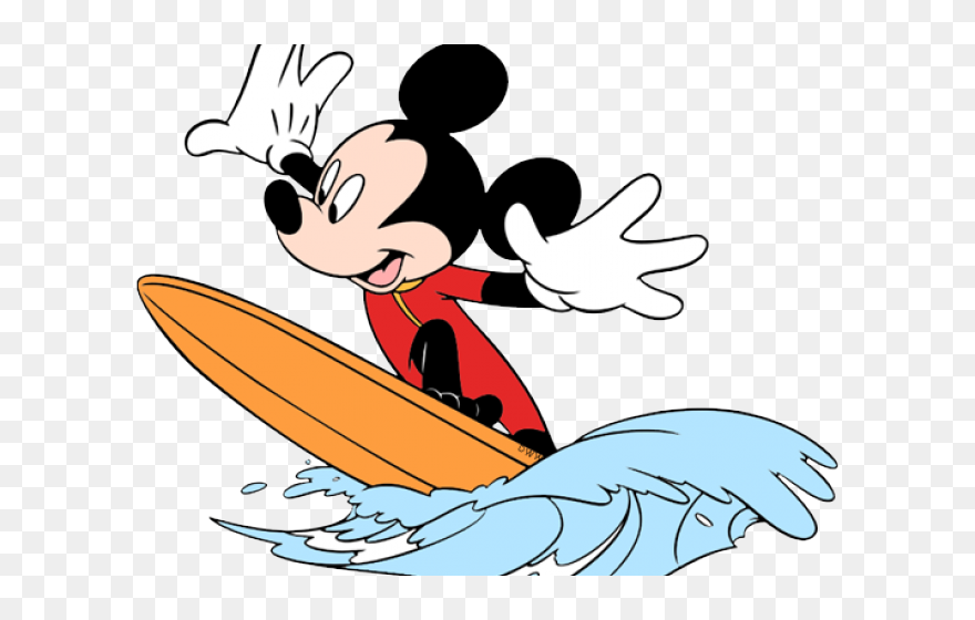 Mickey Mouse Surfing Clipart - Png Download