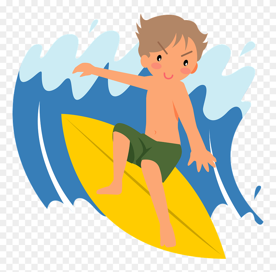 Surfer Surfing Clipart - Cartoon - Png Download