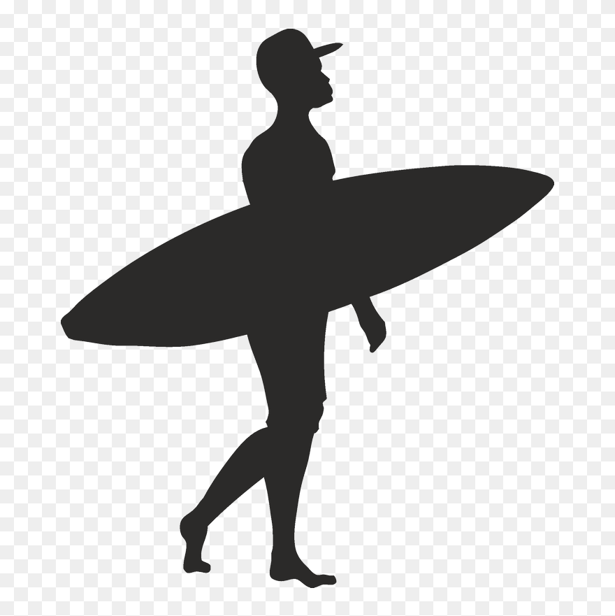 Silhouette Surfing Clip Art - Png Download