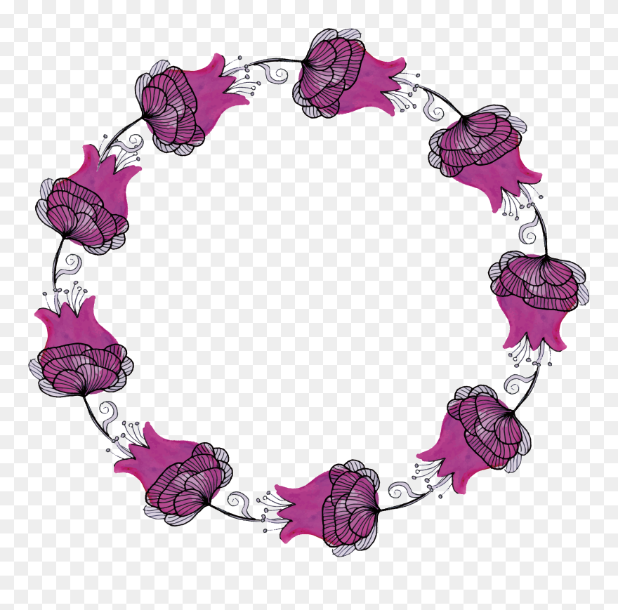 #flowers #tulips #swirls #purple #wreath #border #frame - Feature Of Computer Language Clipart
