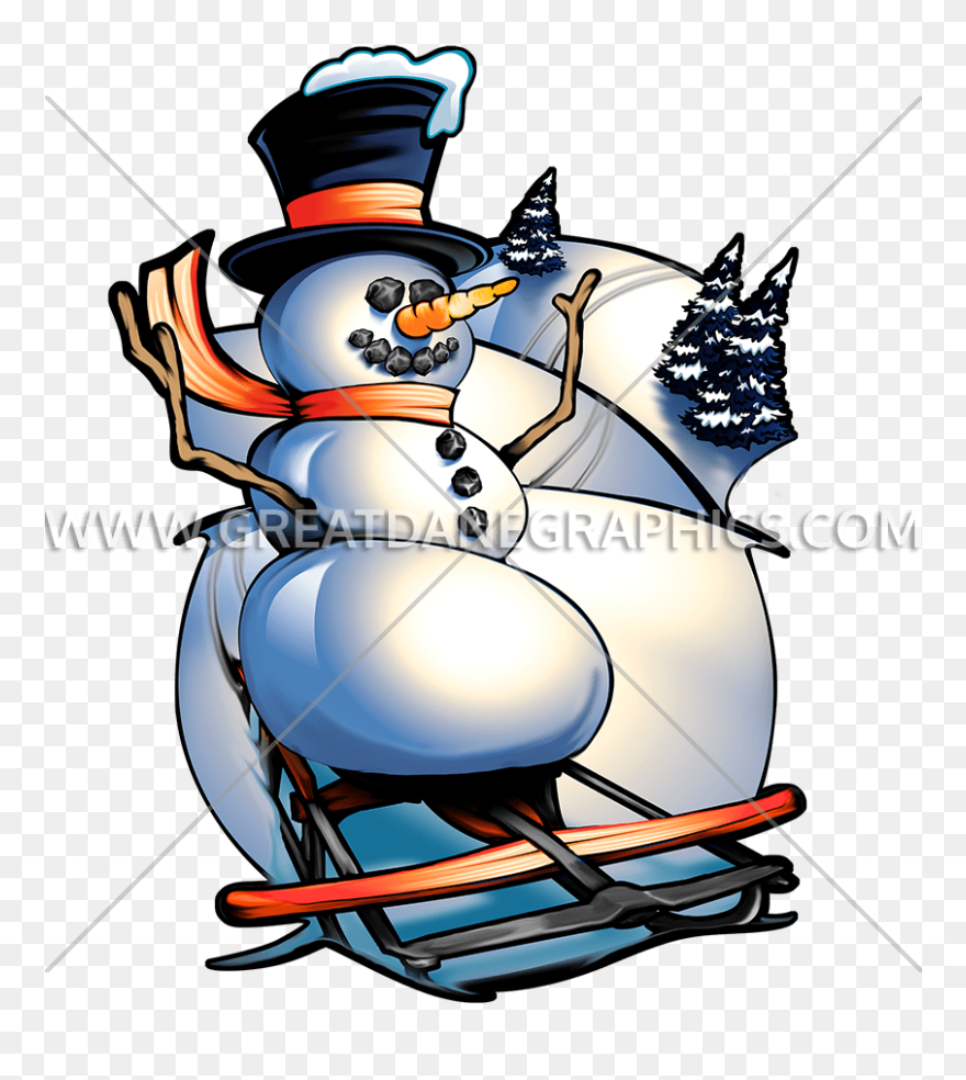 Sleigh Clipart Snow Sled - Snowman - Png Download