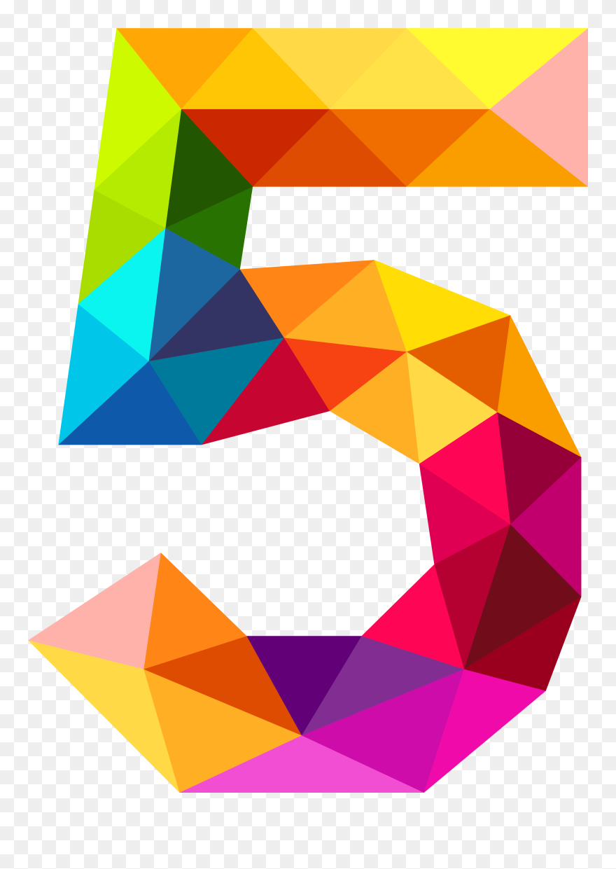 Colourful Triangles Number Five Png Clipart Imageu200b - Clipart Five Transparent Png