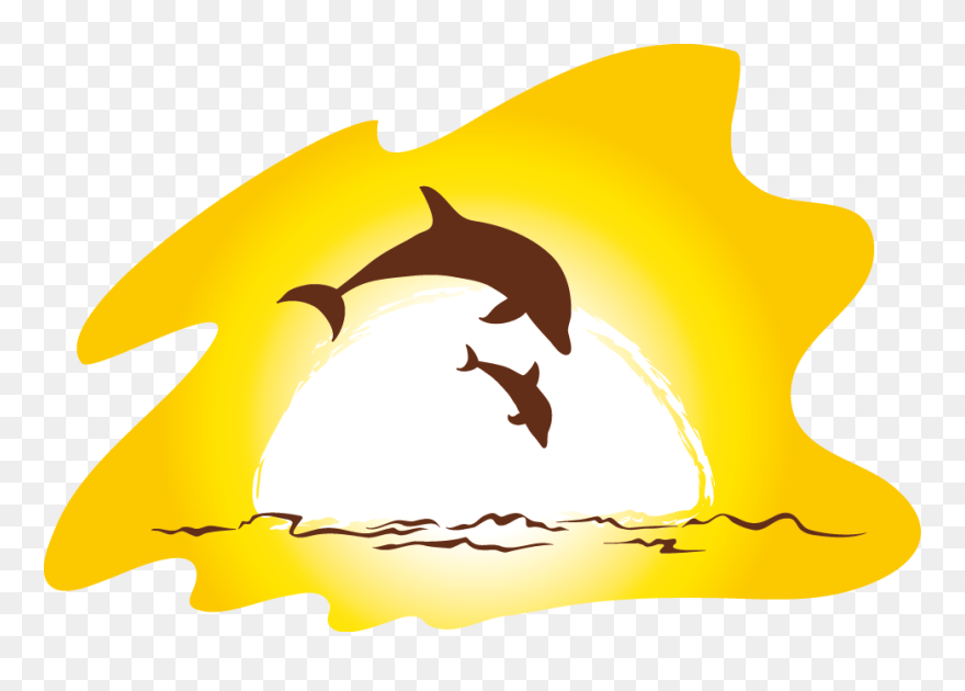 Sunset Beach Clip Art - Clipart Beach Dolphin Fin - Png Download
