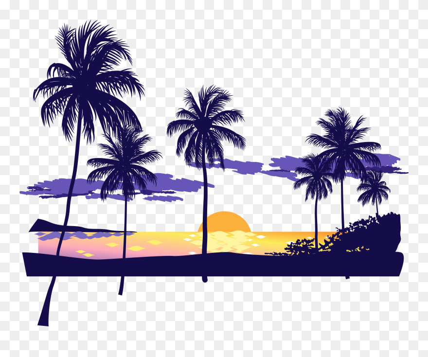 Transparent Desert Sunset Clipart - Beach Sunset Png