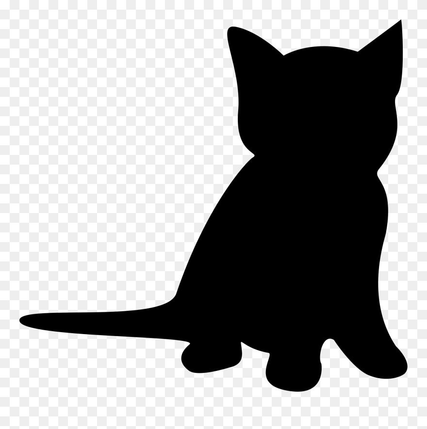 Kitten Cat Silhouette Clip Art - Kitten Clipart Silhouette - Png Download