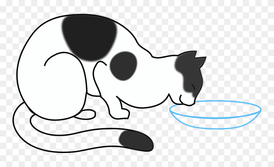 Transparent Bottled Water Clipart - Cat Drinking Milk Drawing - Png Download