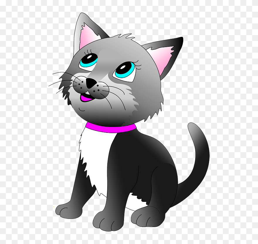 Cartoon Grey Kitten Clipart - Cat Yawns - Png Download