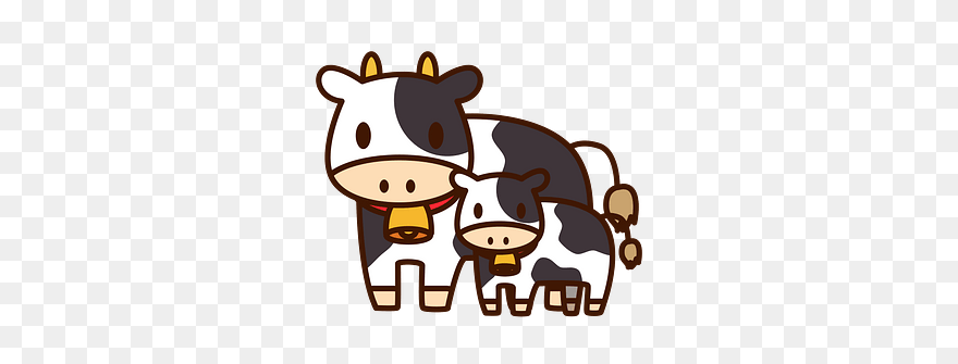 Cow Cattle Animal Clipart - 親子 の 牛 イラスト - Png Download