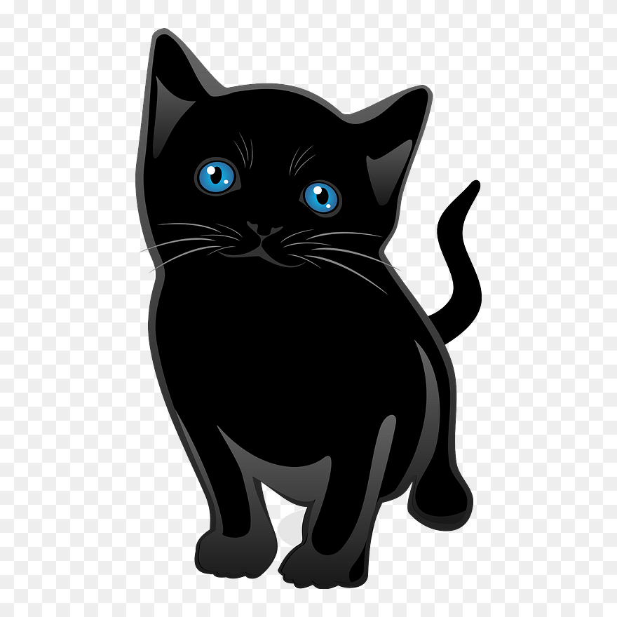 Black Kitten Clipart - Cute Black Cat Vector - Png Download