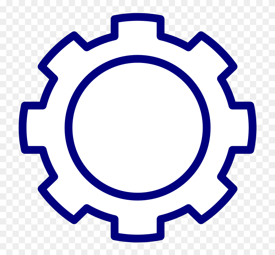 Blue Gear Cog Svg Clip Arts - Gear Black And White - Png Download