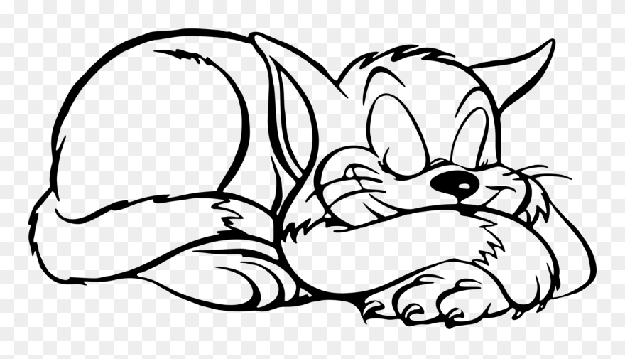 Emotion,art,monochrome Photography - Cat Sleeping Clipart Coloring - Png Download
