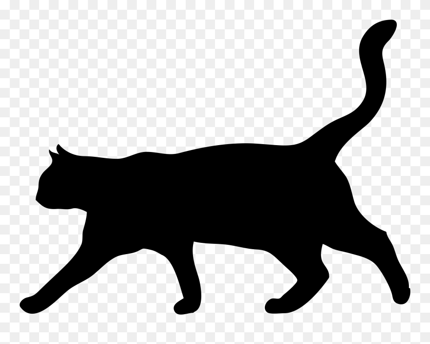 Cat Silhouette Kitten Stencil - Cat Silhouette Clipart - Png Download