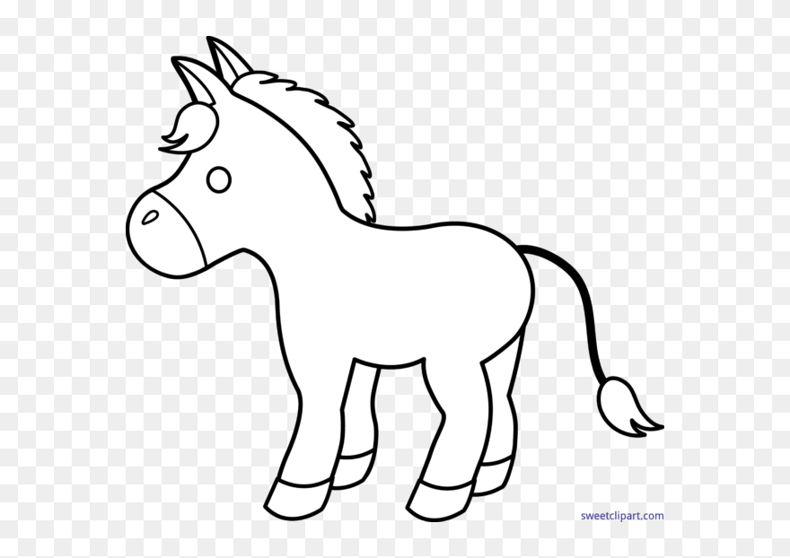 Donkey Clipart Outline - Clip Art Horse Black And White - Png Download